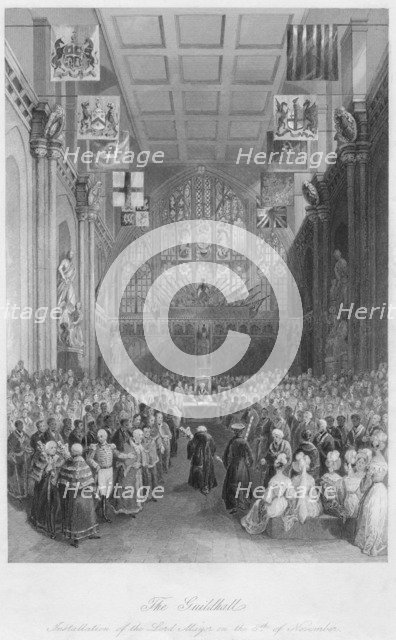 'The Guildhall. Installation of the Lord Mayor on the 8th of November', c1841. Artist: Henry Melville.