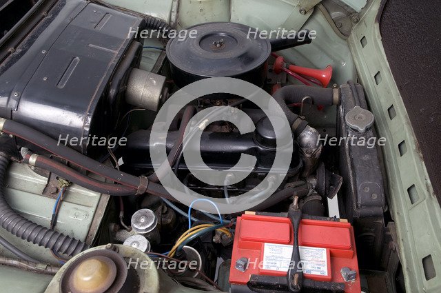 1966 Ford Anglia Super 105E engine Artist: Unknown.