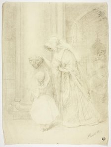 Lady and Girl in Church, n.d. Creator: Frank Stone.
