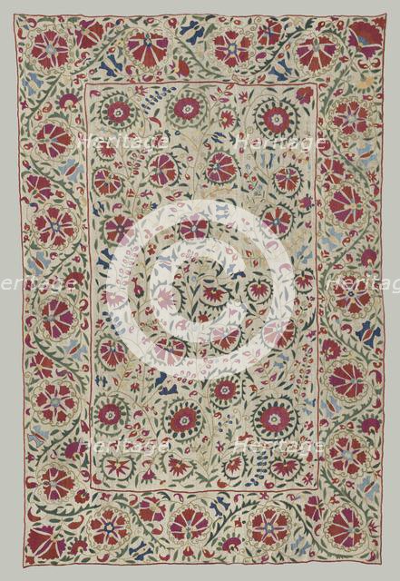 Suzani: curtain or bed cover, about 1800. Creator: Unknown.