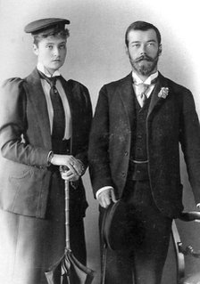 Tsarevich Nicholas Alexandrovich of Russia and Princess Alix of Hesse, London, 1894. Artist: Anon