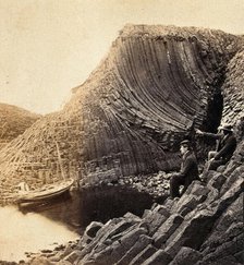 Staffa Island: two seated men admiring the basalt formations, c1880s. Creator: Unknown.