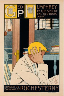 Affiche américaine pour la librairie "The Old Book Man", c1897. Creator: M Louise Stowell.
