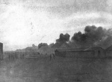 The Dark Hours of Italy; Fire in aviation hangars, October 25, before the arrival.., 1917. Creator: Unknown.