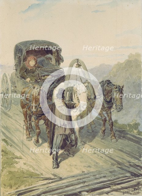 Troika, 1866. Artist: Sokolov, Pyotr Petrovich (1821-1899)