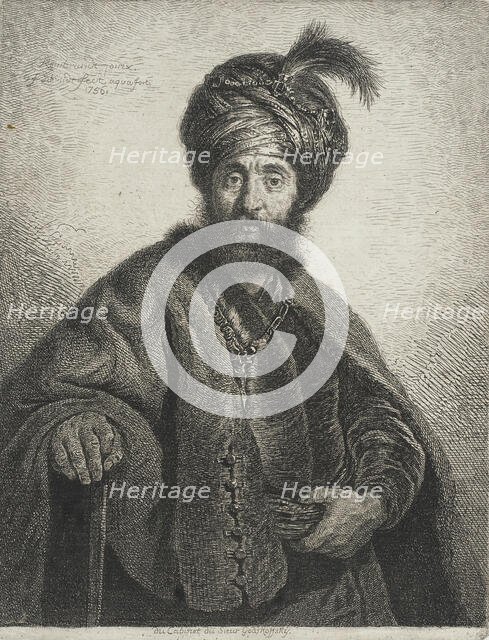 A Bearded Man Wearing a Turban/Man in oriental Costume, 1756. Creator: Georg Friedrich Schmidt.