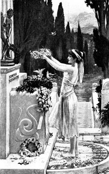 Pictures from the New Gallery: Her First Offering - Herbert Schmalz, 1895. Creator: George Meisenbach.