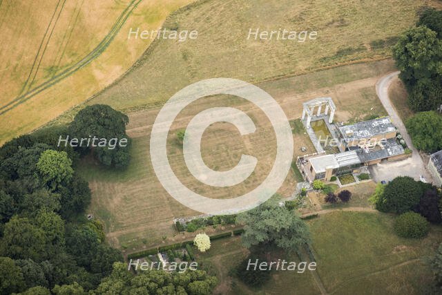 Formal garden parch marks and portico from original house at Stratton Park, Hampshire, 2018. Creator: Damian Grady.