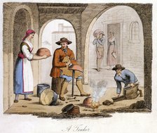 Itinerant tinker and his boy assistant, Piemonte (Piedmont) region, north-west Italy, 1825. Artist: Unknown