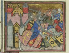 The Battle of Shaizar in 1111 (From "Li rommans de Godefroy de Buillon et de Salehadin"), 1337. Creator: Maître de Fauvel (active 1314-1340).