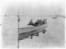 New York - Oyster Bay, Long Island Yacht Club: small motor launch with ten aboard, 1905. Creator: Unknown.