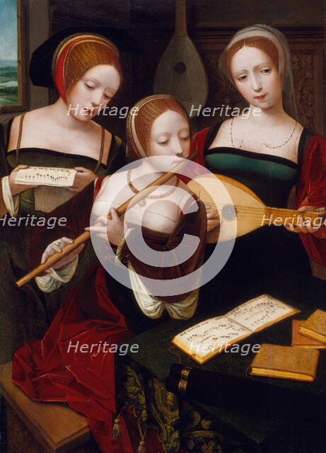 Three musicians / Three ladies playing music, c1530. Creator: Master of the Female Half-Lengths.