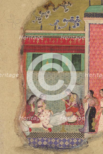 The Death of King Dasharatha, the Father of Rama, Folio from a Ramayana, ca. 1605. Creator: Unknown.