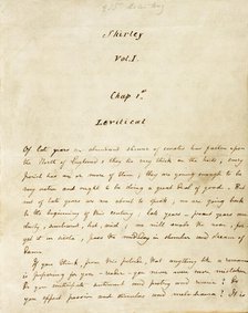 The first page of the manuscript of "Shirley", c1849. Creator: Charlotte Bronte.