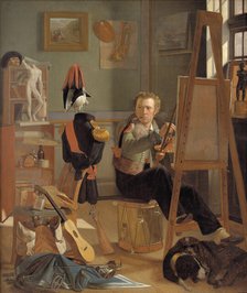 The Battle-Painter Jorgen Sonne in his Studio, 1823-1825. Creator: Ditlev Blunck.
