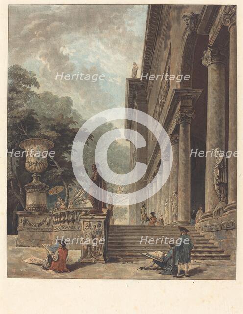 Colonnade et Jardins du Palais de Medici (Colonnade and Gardens of the Palazzo Medici), c. 1776. Creator: Jean Francois Janinet.