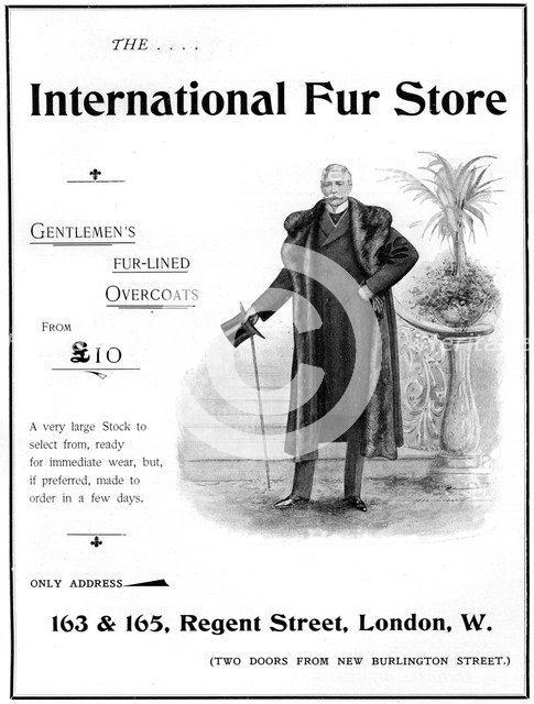 Advertisement for the International Fur Store, 1901. Artist: Unknown