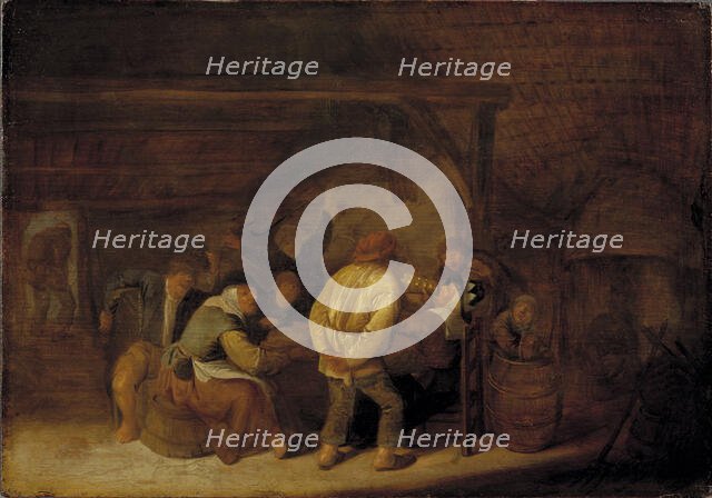 Drinking Peasants, mid-17th century. Creator: Bartholomeus Molenaer.