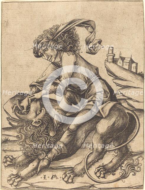 Samson and the Lion, c. 1475. Creator: Israhel van Meckenem.