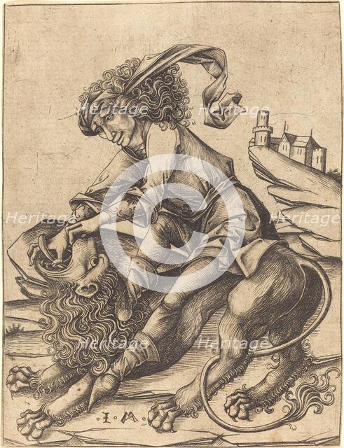 Samson and the Lion, c. 1475. Creator: Israhel van Meckenem.
