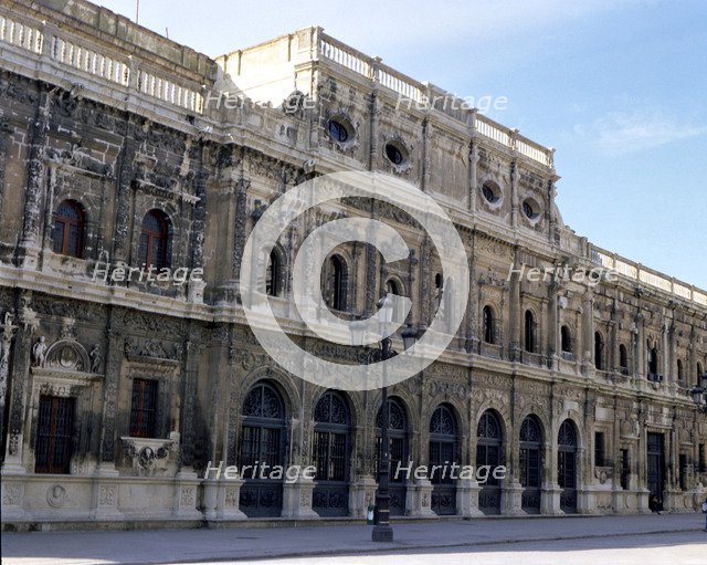 View of the rear façade of the City Hall of Seville, project by Diego de Riaño.