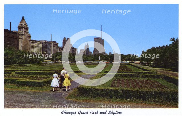 Grant Park and city skyline, Chicago, Illinois, USA, 1959. Artist: Unknown