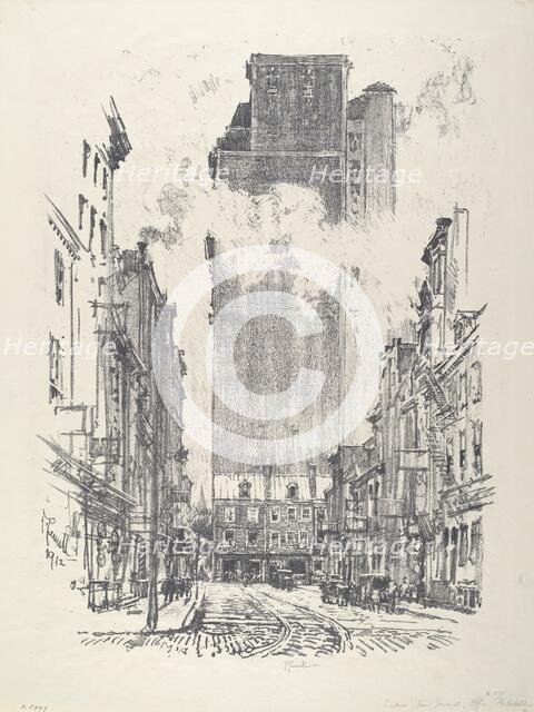 Down Sansom Street, 1912. Creator: Joseph Pennell.