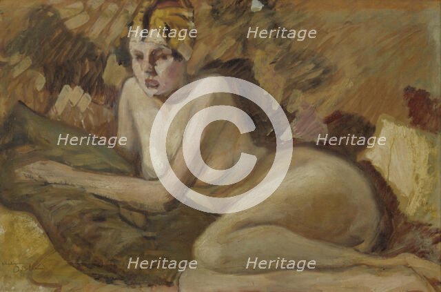 Recumbent model, 1919. Creator: Helmer Osslund.