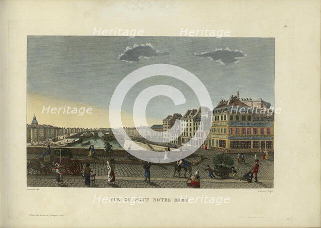 Vue du Pont Notre-Dame, 1817-1824. Creator: Courvoisier-Voisin, Henri (1757-1830).