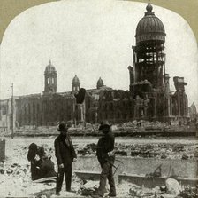 'City Hall from McAllister St. looking northeast', 1906.  Creator: Unknown.