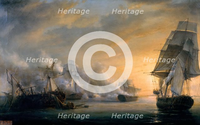 Naval Combat before Cádiz on July 13, 1801. Artist: Gilbert, Pierre-Julien (1783-1860)