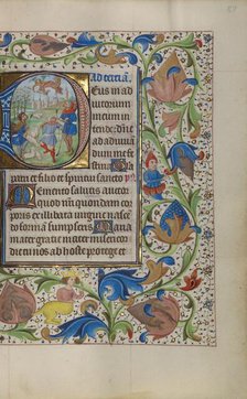 Initial D: The Annunciation to the Shepherds; Book of Hours, about 1450-1455. Creator: Master of the Lee Hours.