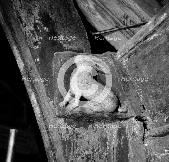 Carving of a rabbit in All Saints' church, Necton, Norfolk, 1967. Artist: Hallam Ashley