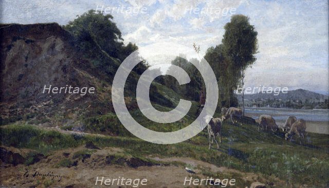 Landscape with sheep,  c1855. Creator: Charles Francois Daubigny.