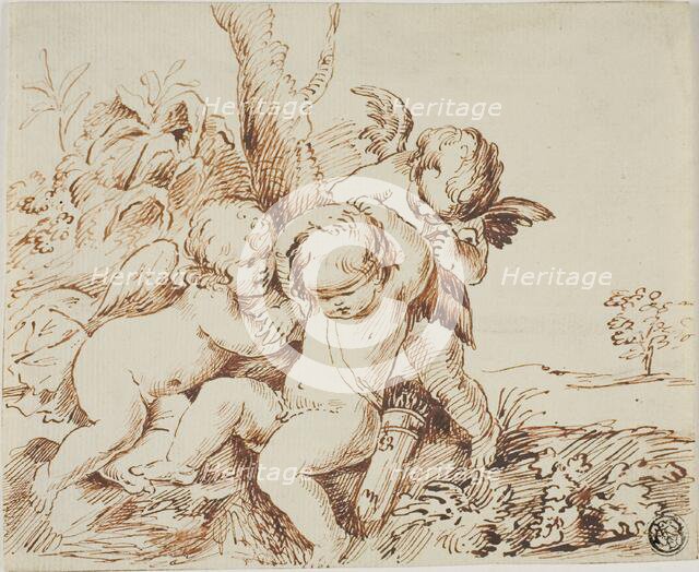 Two Putti Blindfolding a Third, n.d. Creator: Unknown.