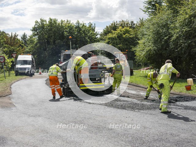 Road resurfacing in Hampshire, UK 2014. Creator: Unknown.