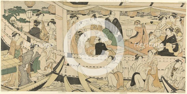 An Actors' Boating Party on the Sumida River, c. 1789. Creator: Torii Kiyonaga.