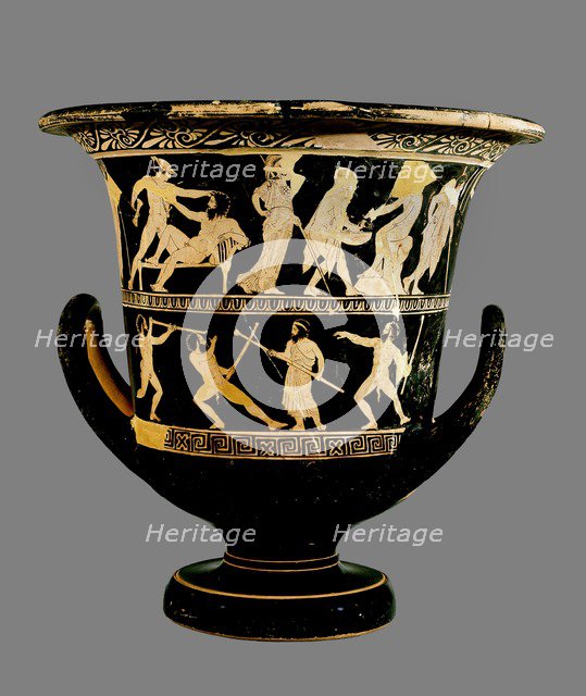 Attic red-figure calyx-crater with two superimposed image friezes, 425BC. Artist: Dinos Painter.