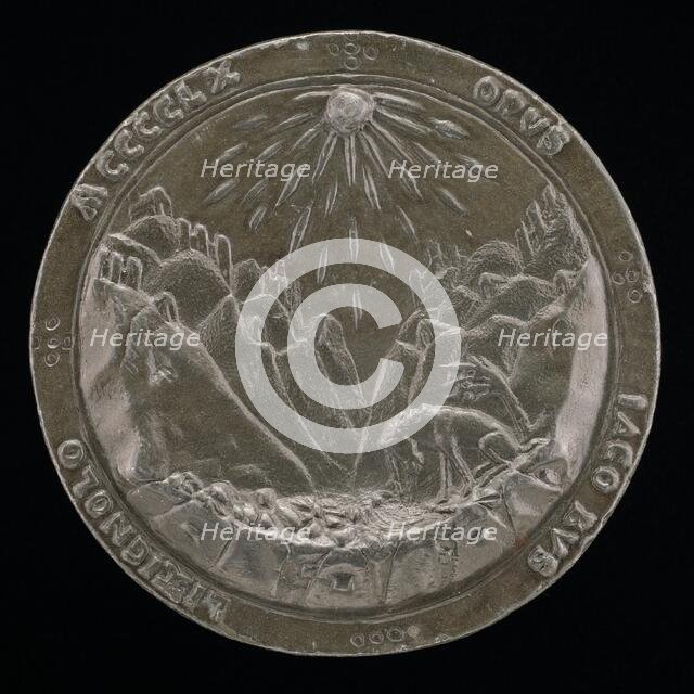 Unicorn Dipping Its Horn into a Stream [reverse], 1460. Creator: Jacopo Lixignolo.