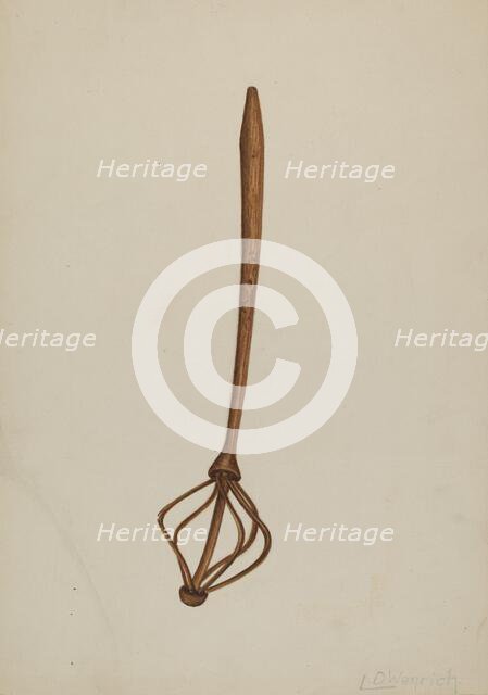 Wooden Egg Beater, c. 1940. Creator: Luther D. Wenrich.