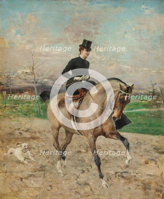 Horsewoman. (Alice Régnault on horseback), 1878. Creator: Boldini, Giovanni (1842-1931).