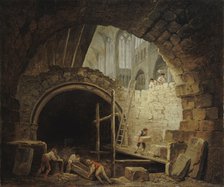 Looting of Royal Tombs in Saint-Denis Basilica, October 1793, c. 1793. Creator: Robert, Hubert (1733-1808).