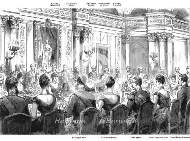 'The Banquet Given by Sir Edward and Lady Ermyntrude Malet at the British Embassy', 1890. Creator: Unknown.