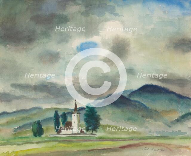 Landscape from the surroundings of Varin, 1946. Creator: Július Schubert.