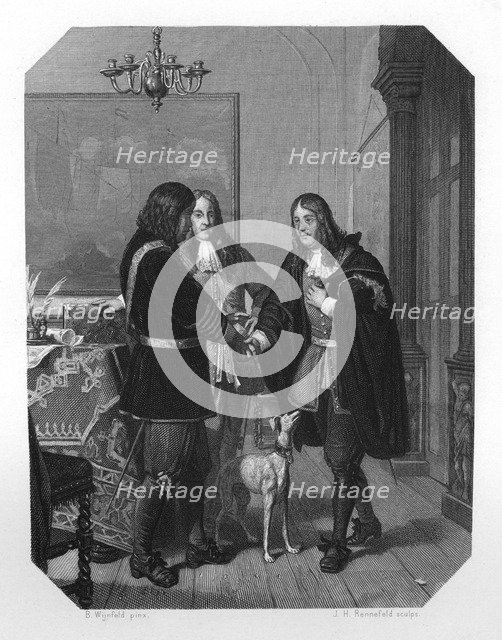 Handshake between Cornelis Tromp and Michiel de Ruyter, 17th century (c1870). Artist: JH Rennefeld