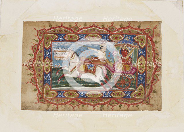 Surya, the Sun God, in a chariot drawn by seven horses, early 19th century. Artist: Unknown.