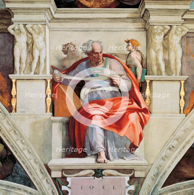 Prophets and Sibyls: Joel (Sistine Chapel ceiling in the Vatican), 1508-1512. Creator: Buonarroti, Michelangelo (1475-1564).