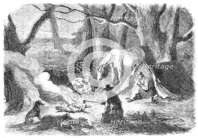 Bushing It - Camped for the Night, 1850. Creator: Unknown.