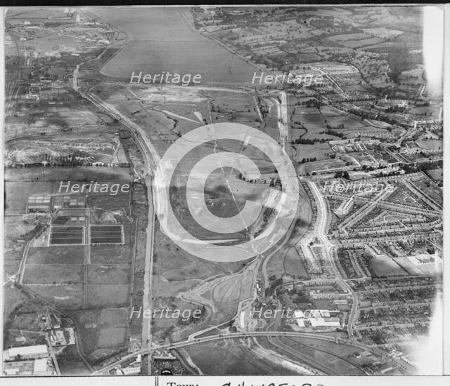 Construction of William Girling Reservoir, Edmonton, London, 1936. Creator: Aerofilms.
