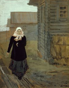 In a country village. Going to church, 1903. Artist: Ryabushkin, Andrei Petrovich (1861-1904)